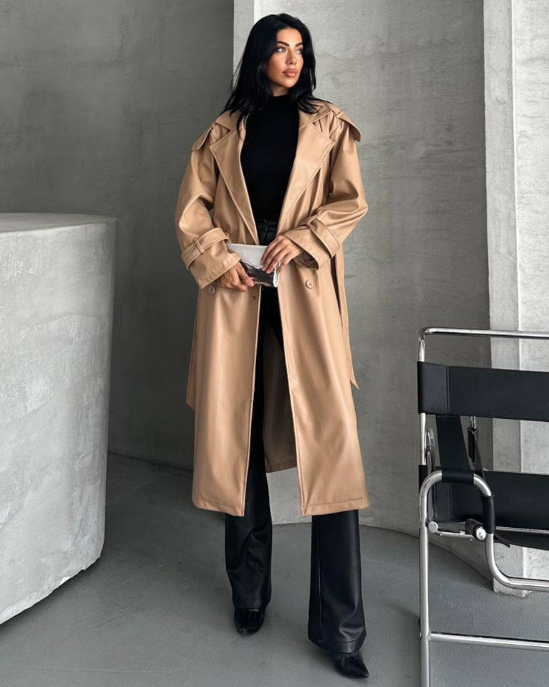 Nude Leather Coat
