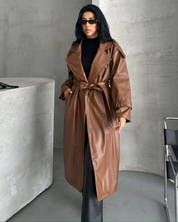 Camel Leather Coat