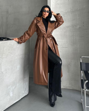 Camel Leather Coat
