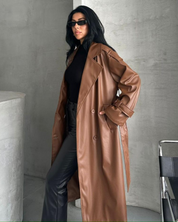Camel Leather Coat