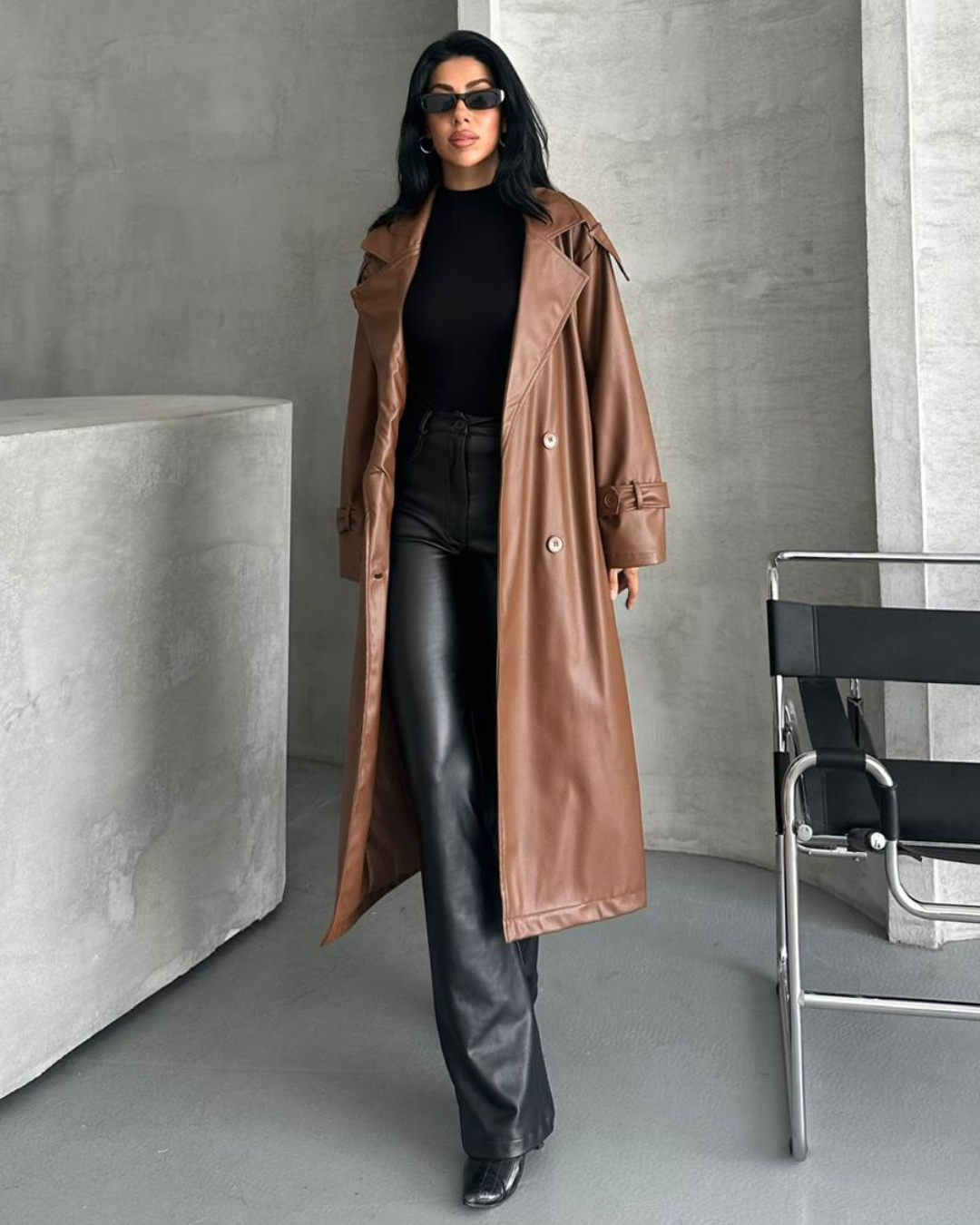 Camel Leather Coat