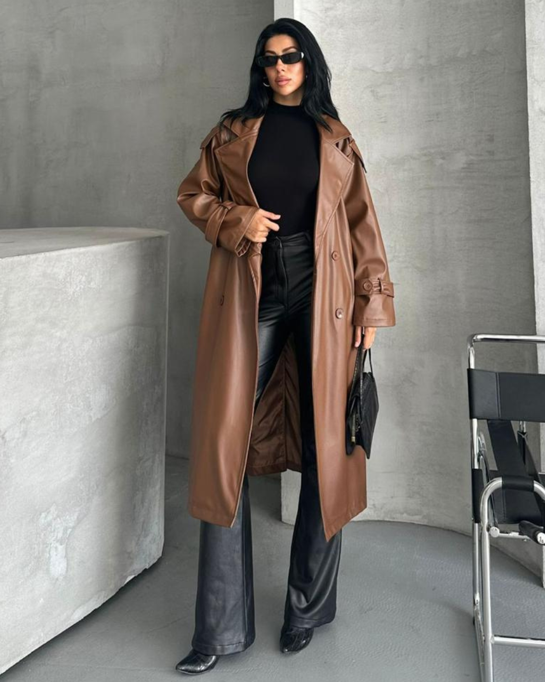 Camel Leather Coat