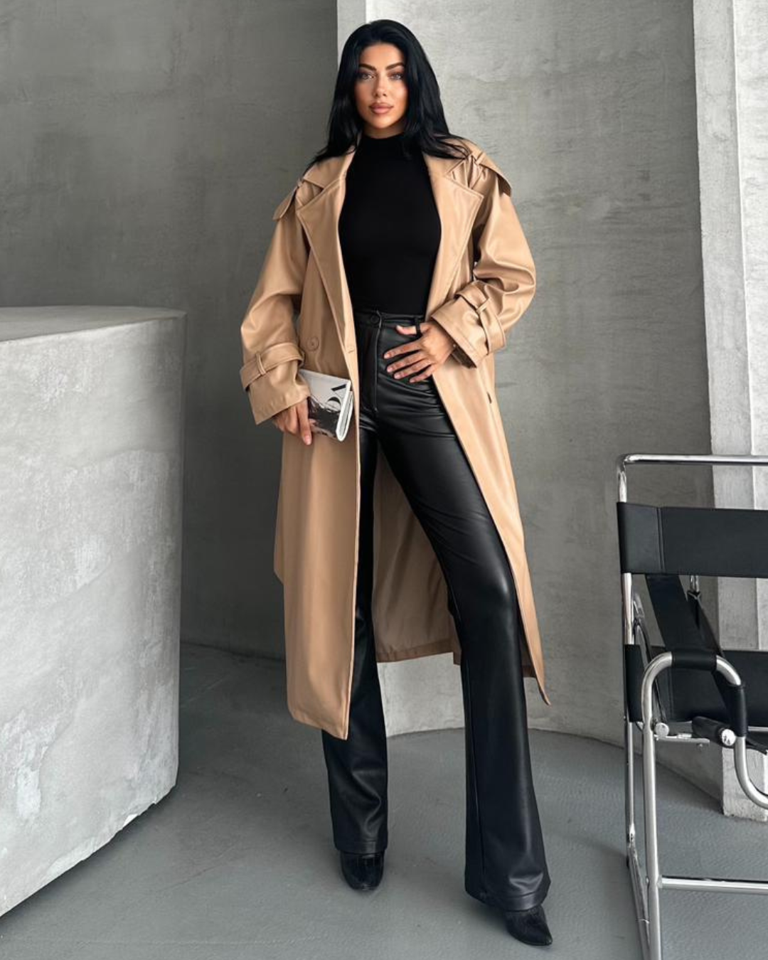 Nude Leather Coat