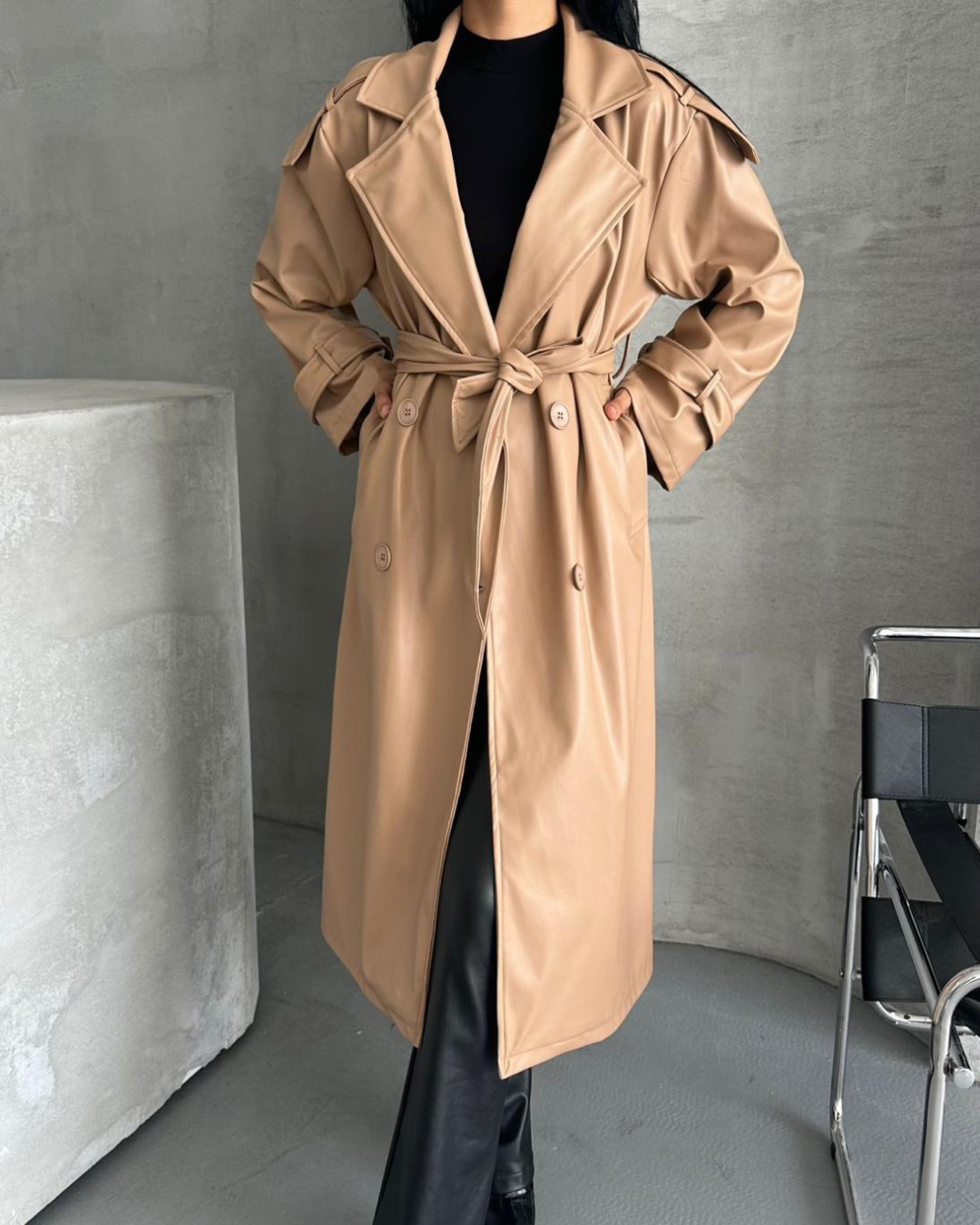 Nude Leather Coat